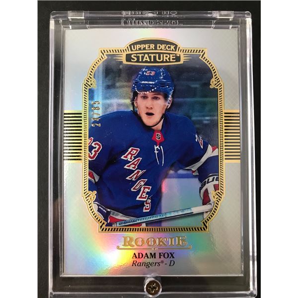 Adam Fox 2019-20 Upper Deck Allure Rookie Card #93 – NY Rangers Prospect (Near Mint)