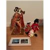 Image 1 : Japanese-Style Decorative Pieces - 4 x Dolls and 1 x Framed Photograph Artwork