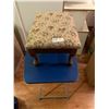 Image 1 : Plastic Folding Table and Vintage Upholstered Stool