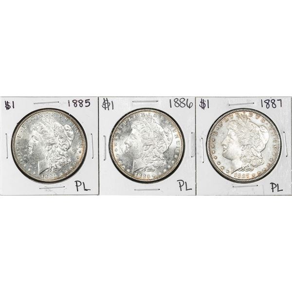 Lot of 1885-1887 $1 Morgan Silver Dollar Coins Proof Like