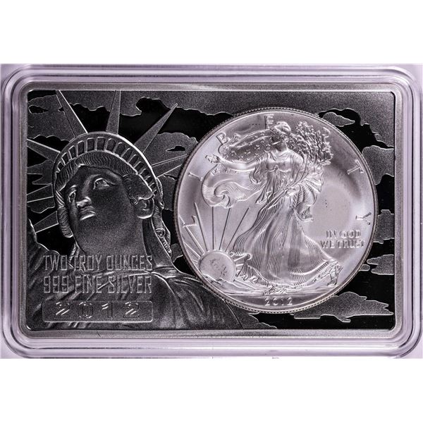 2012 $1 American Silver Eagle Coin & 2oz Silver Bar Set
