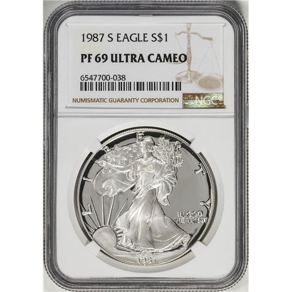 1987-S $1 Proof American Silver Eagle Coin NGC PF69 Ultra Cameo