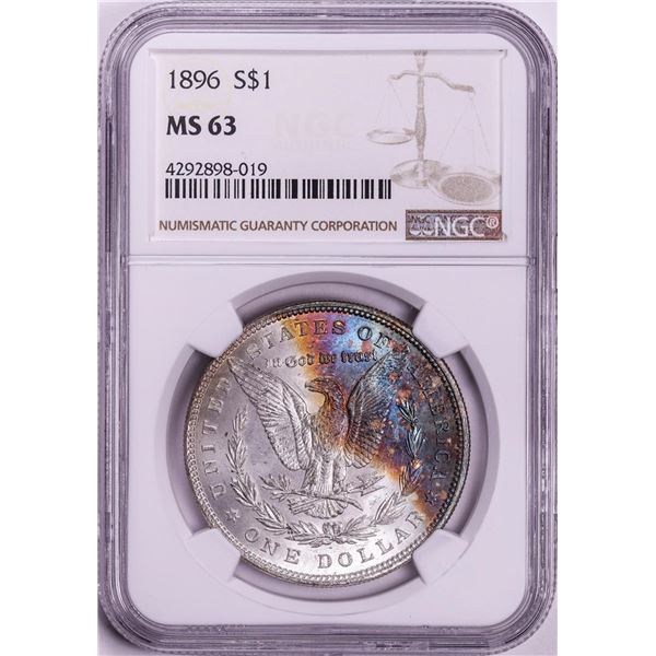 1896 $1 Morgan Silver Dollar Coin NGC MS63 Amazing Toning