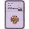 Image 1 : 1902 $2 1/2 Liberty Head Quarter Eagle Gold Coin NGC MS63