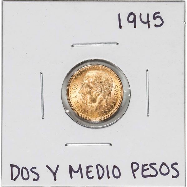 1945 Mexico Dos Y Medio Pesos Gold Coin