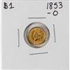 Image 1 : 1853-O Type 1 $1 Liberty Head Gold Dollar Coin