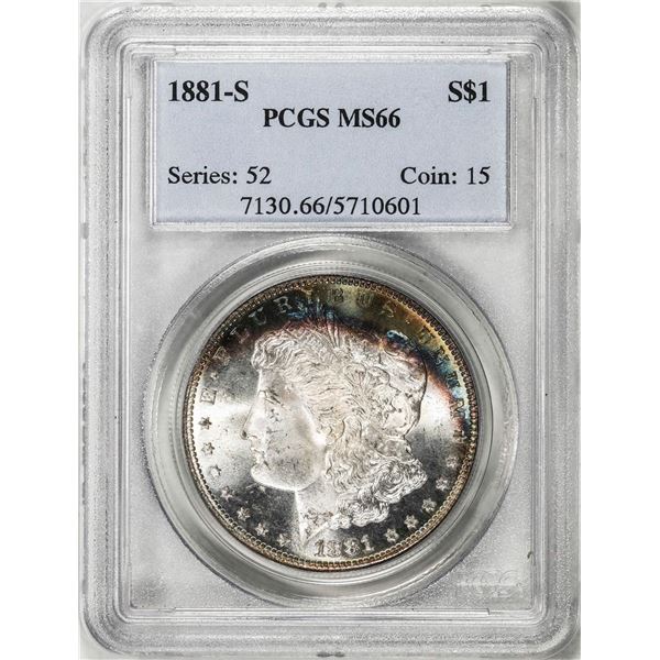 1881-S $1 Morgan Silver Dollar Coin PCGS MS66 Amazing Toning