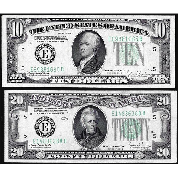 Lot of 1934D $10 & $20 Federal Reserve Notes Richmond