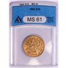 Image 1 : 1882 $10 Liberty Head Eagle Gold Coin ANACS MS61