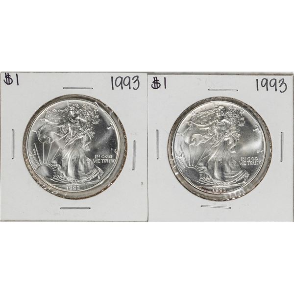Lot of (2) 1993 $1 American Silver Eagle Coin