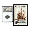 Image 1 : El Cazador Shipwreck (1772-83) Mexico 1/2 Real Silver Coin NGC Genuine w/ Story Card