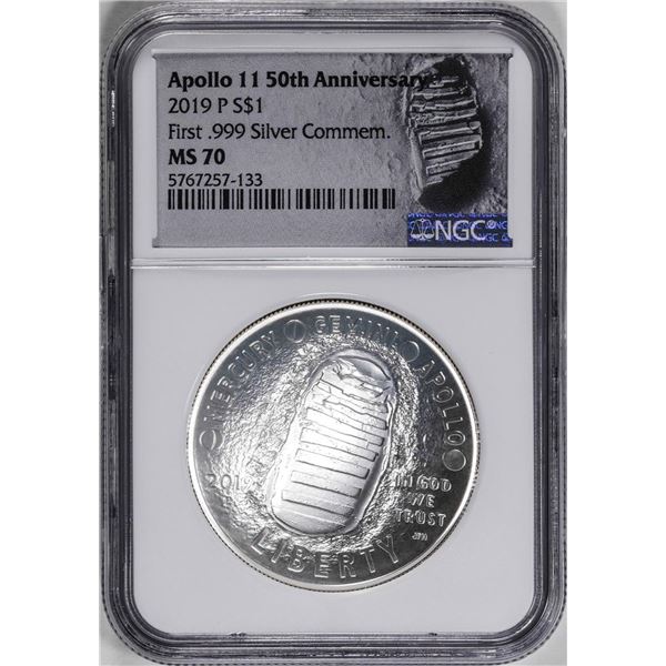 2019-P $1 Apollo 11 Commemorative Silver Dollar Coin NGC MS70