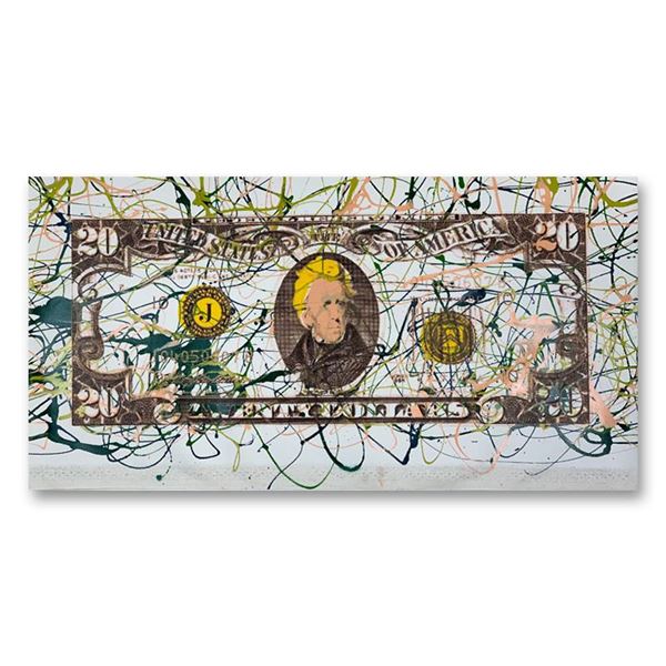 Steve Kaufman (1960-2010) "20 Dollar Bill" Original Mixed Media on Canvas
