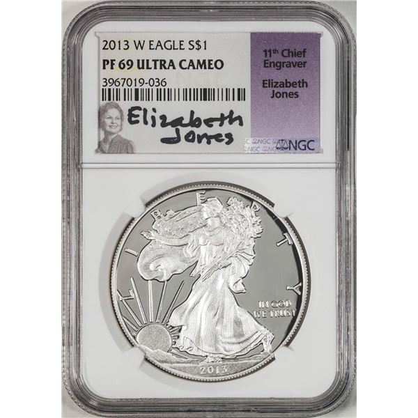 2013-W $1 Proof American Silver Eagle Coin NGC PF69 Ultra Cameo E. Jones Signature