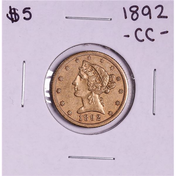 1892-CC $5 Liberty Head Half Eagle Gold Coin