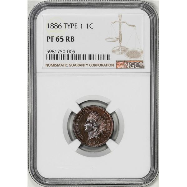 1886 Type 1 Proof Indian Head Cent Coin NGC PF65RB