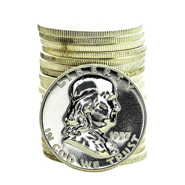 Roll of (20) Proof 1957 Franklin Half Dollar Coins