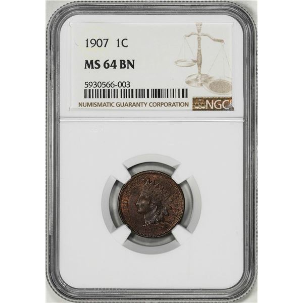 1907 Indian Head Cent Coin NGC MS64BN