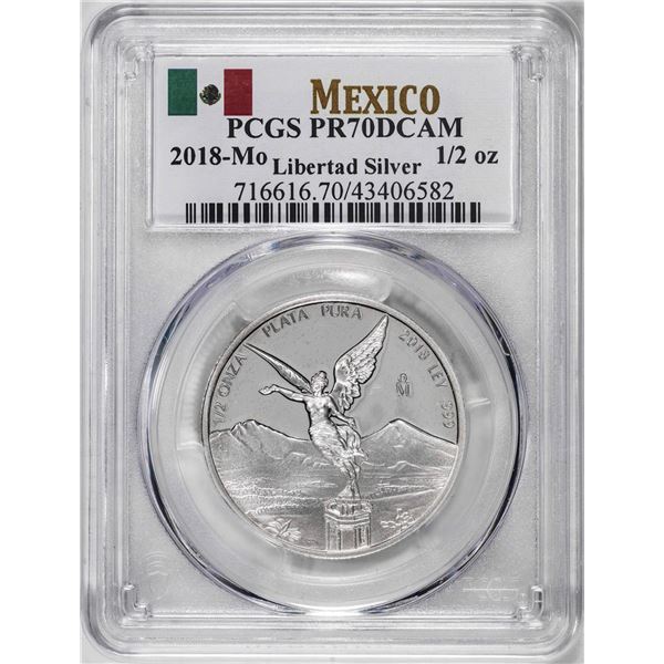 2018-Mo Mexico Proof 1/2 oz Silver Libertad Coin PCGS PR70DCAM