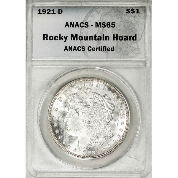 1921-D $1 Morgan Silver Dollar Coin ANACS MS65 Rocky Mountain Hoard