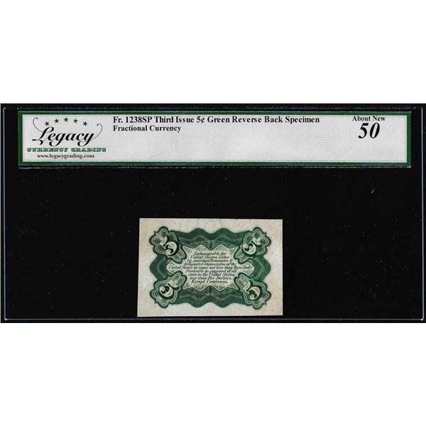 Specimen 1863 Third Issue Five Cents Fractional Note Fr.1238SP Legacy About New 50