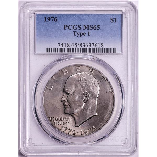 1976 Type 1 $1 Eisenhower Silver Dollar Coin PCGS MS65