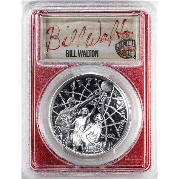 2020-P $1 Basketball HOF Silver Dollar Coin PCGS PR70DCAM Bill Walton Signature FDOI