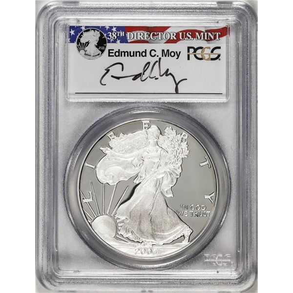 2007-W $1 Proof American Silver Eagle Coin PCGS PR69DCAM Edmund Moy Signature