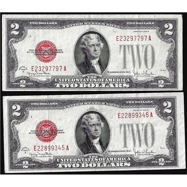Lot of (2) 1928G $2 Legal Tender Notes