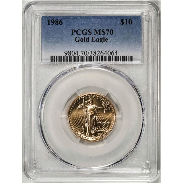 1986 $10 American Gold Eagle Coin PCGS MS70