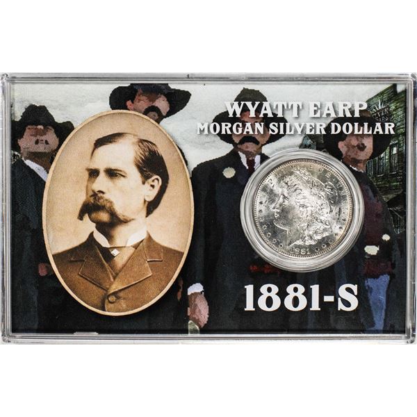 1881-S $1 Morgan Silver Dollar Coin with Wyatt Earp Commemorative Card