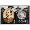 Image 1 : 1881-S $1 Morgan Silver Dollar Coin with Wyatt Earp Commemorative Card