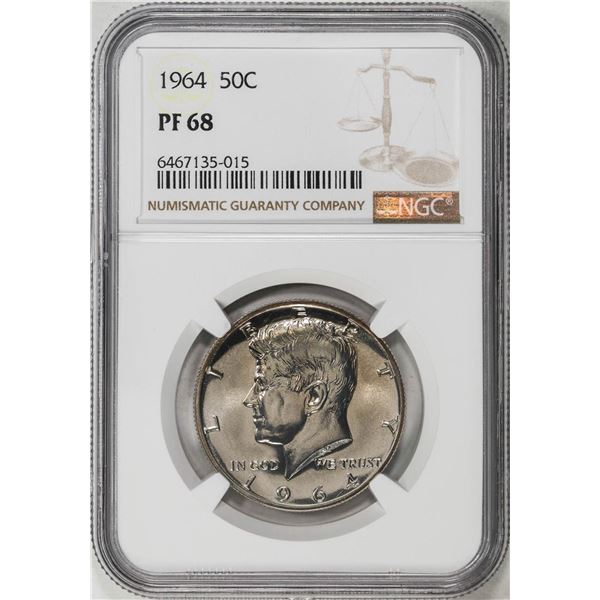 1964 Proof Kennedy Half Dollar Coin NGC PF68