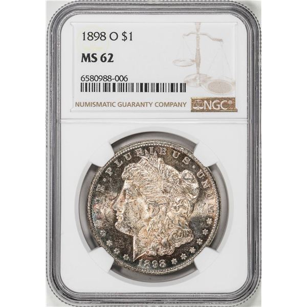 1898-O $1 Morgan Silver Dollar Coin NGC MS62 Amazing Toning