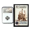 Image 1 : El Cazador Shipwreck (1772-83) Mexico 1/2 Real Silver Coin NGC Genuine w/ Story Card
