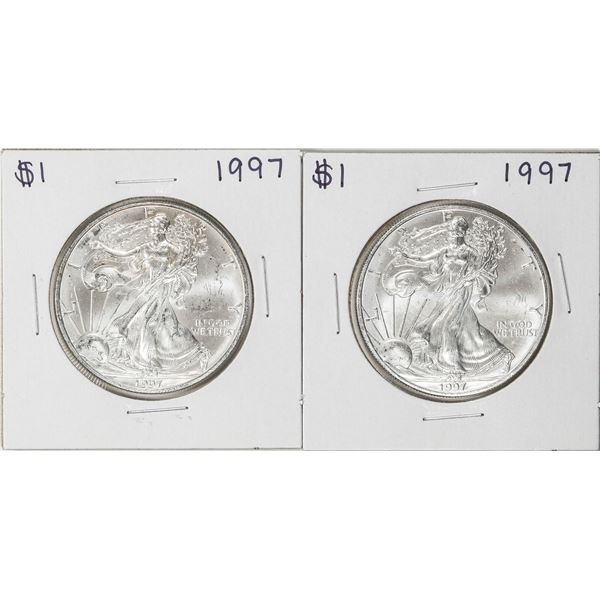 Lot of (2) 1997 $1 American Silver Eagle Coins