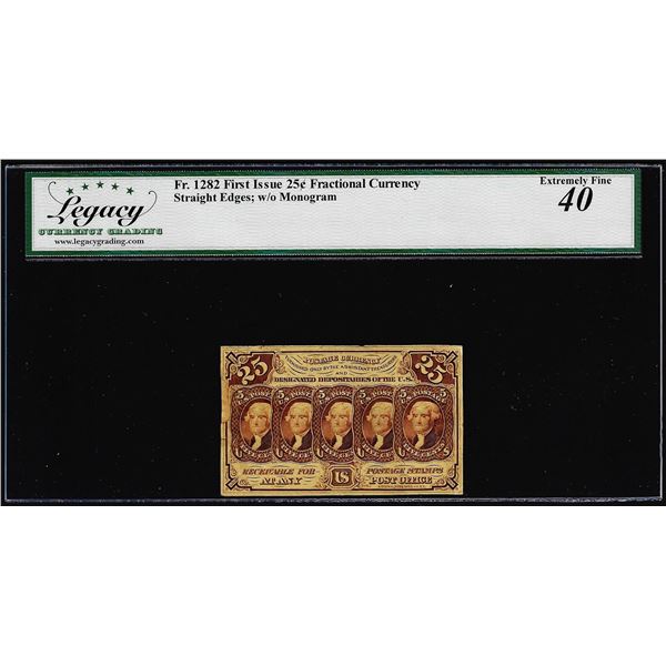1862 First Issue 25 Cent Fractional Currency Note Fr.1282 Legacy Extremely Fine 40