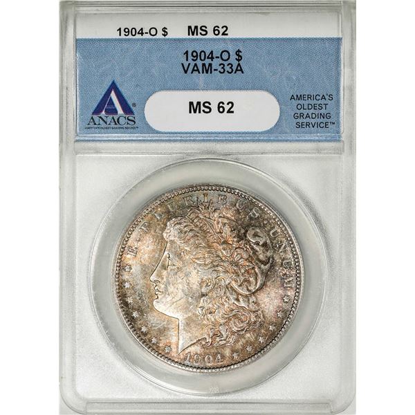 1904-O VAM-33A $1 Morgan Silver Dollar Coin ANACS MS62