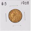1908 $5 Indian Head Half Eagle Gold Coin