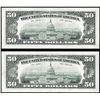 Image 2 : Lot of (2) Consecutive 1974 $50 Federal Reserve Notes Cleveland