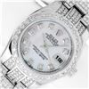 Rolex Ladies Stainless Steel Quickset MOP Full Diamond Datejust Wristwatch