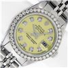 Rolex Ladies Stainless Steel Yellow Diamond Datejust Wristwatch