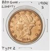 1904-S Type 2 $20 Liberty Head Double Eagle Gold Coin