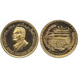 ISLAMIC COINS, Egypt. Gold Medal, 1970, commemorating Gamal Abdel Nasser, 15.92g.  Good ex