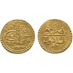 ISLAMIC COINS, Ottoman. Mahmud I, Gold Funduq, Islambul 1143h, sad, 3.47g.  About extremel