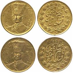 ISLAMIC COINS, Qajar. Nasir al-din Shah, Gold Tomans (2), Tehran 1304h, 1305h (F 62; KM Y1