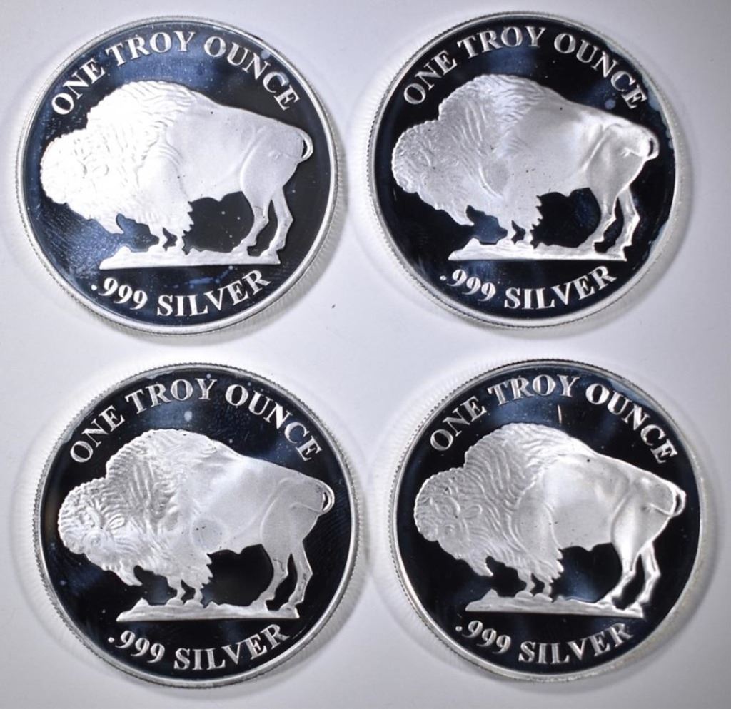 Disine Rounds (4) 1 oz Silver Buffalo Design Rounds