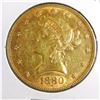 Image 1 : 1880 $ 10 Gold Liberty Eagle XF Grade