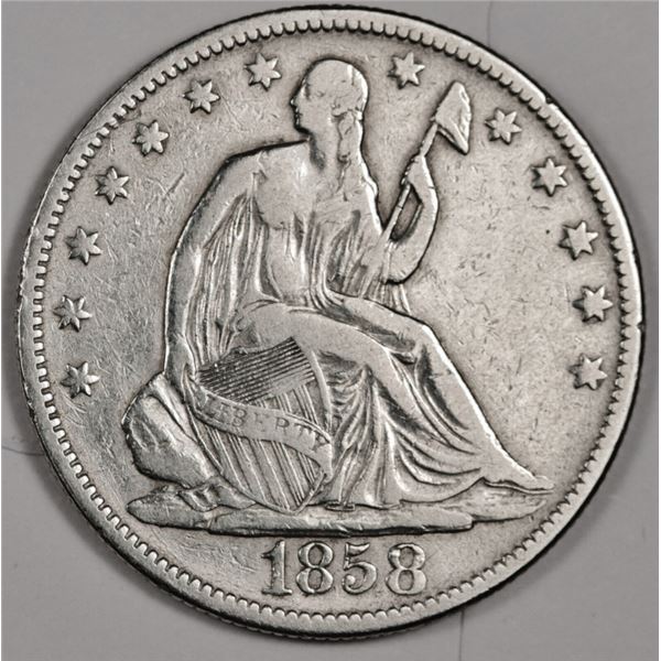 1858 Liberty Seated half Dollar