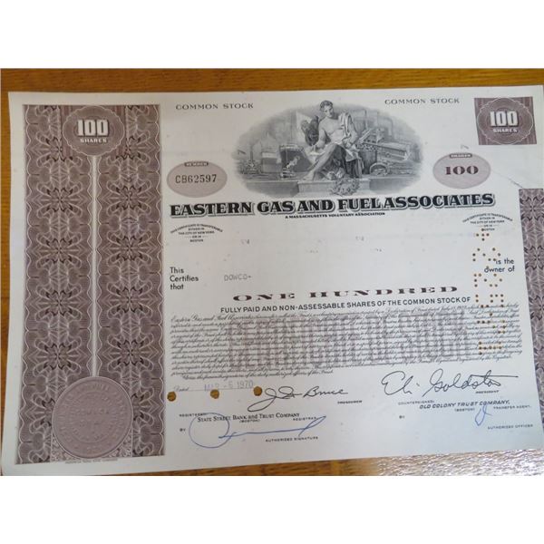 Eastern Gas & Fuel Stock Certificate
